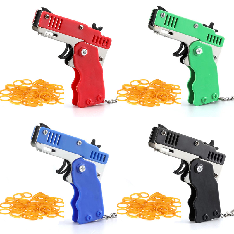 Kids Outdoor Games For Party - Mini llavero, banda de goma, pistola