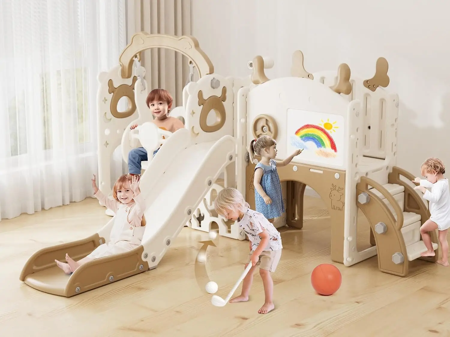 Kids Outdoor Slide Set - Juego de tobogán y columpio 13