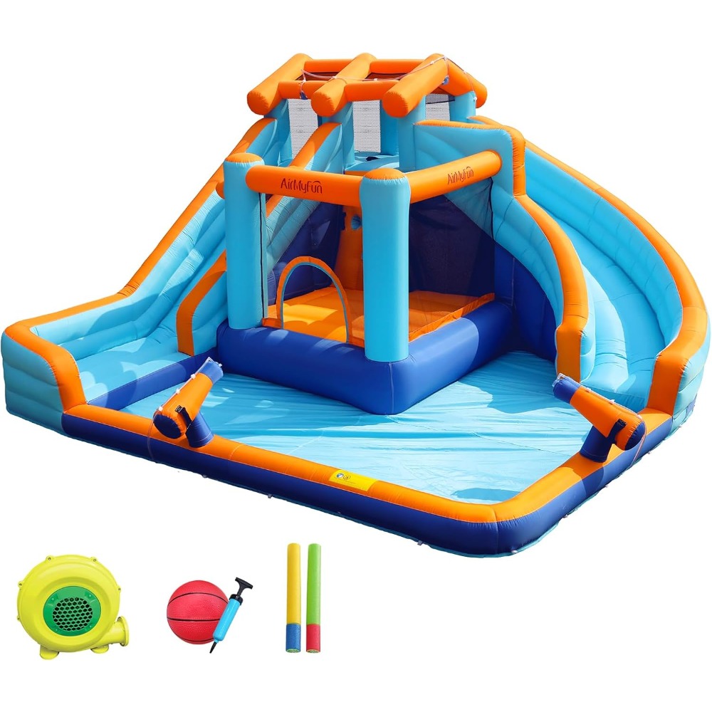 Kids Outdoor Basketball Hoop - Tobogán Acuático Inflable Grande con Piscina