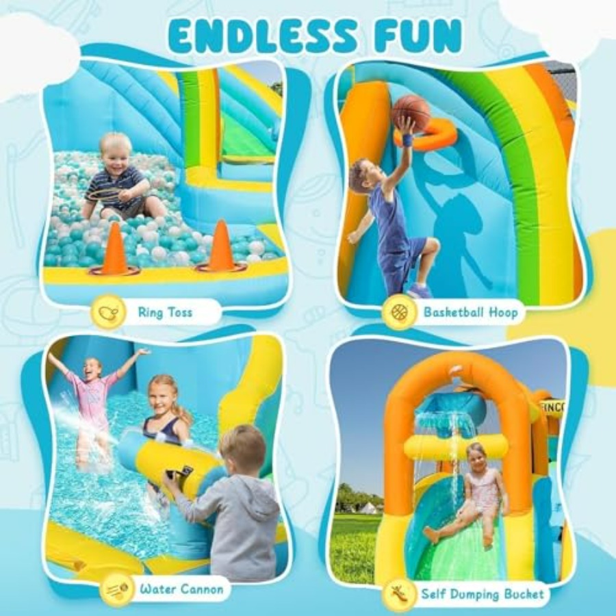 Tobogán acuático inflable para - Kids Outdoor Basketball Hoop reseña y precio