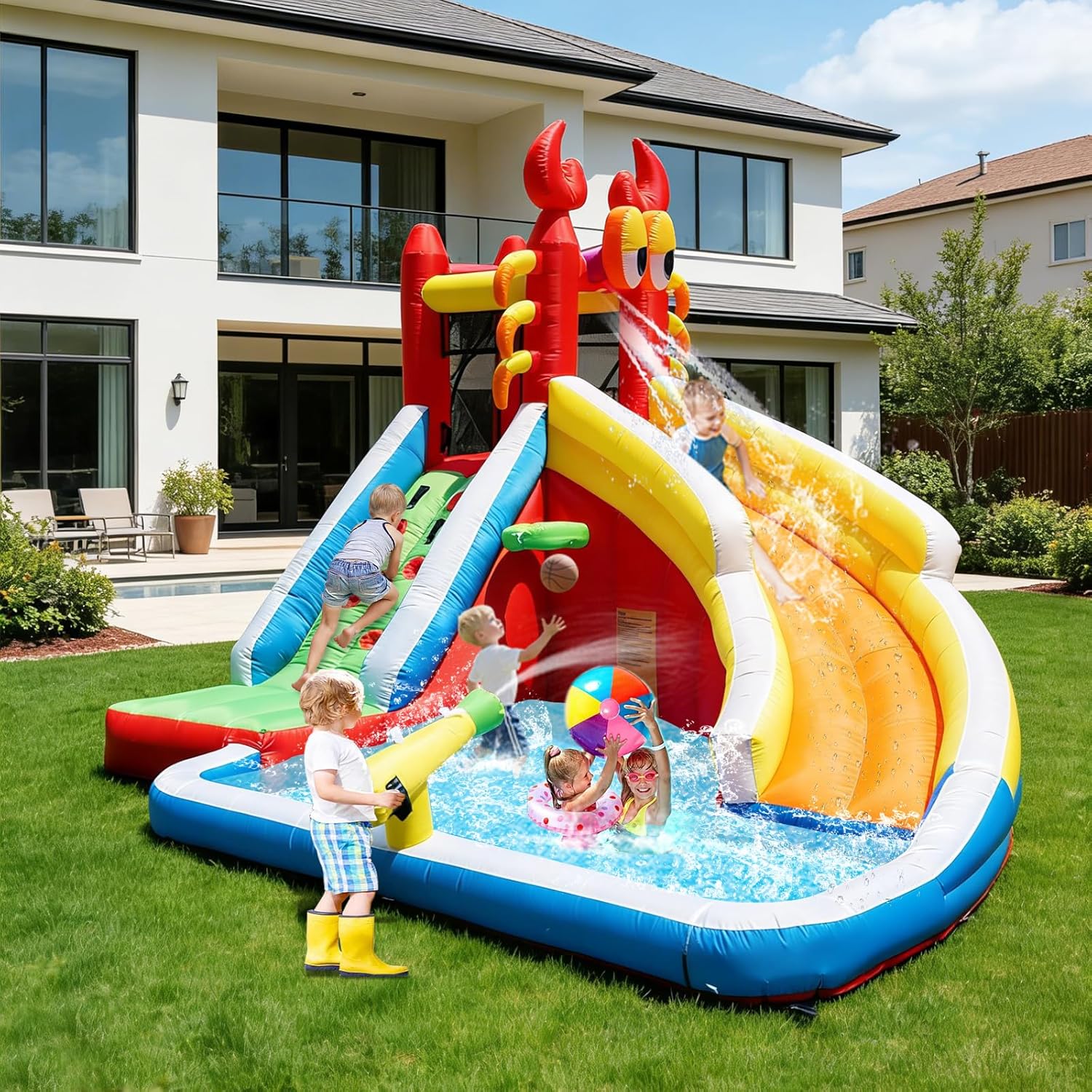 Gran Casa de Brinco Inflable c - Kids Outdoor Basketball Hoop reseña y precio