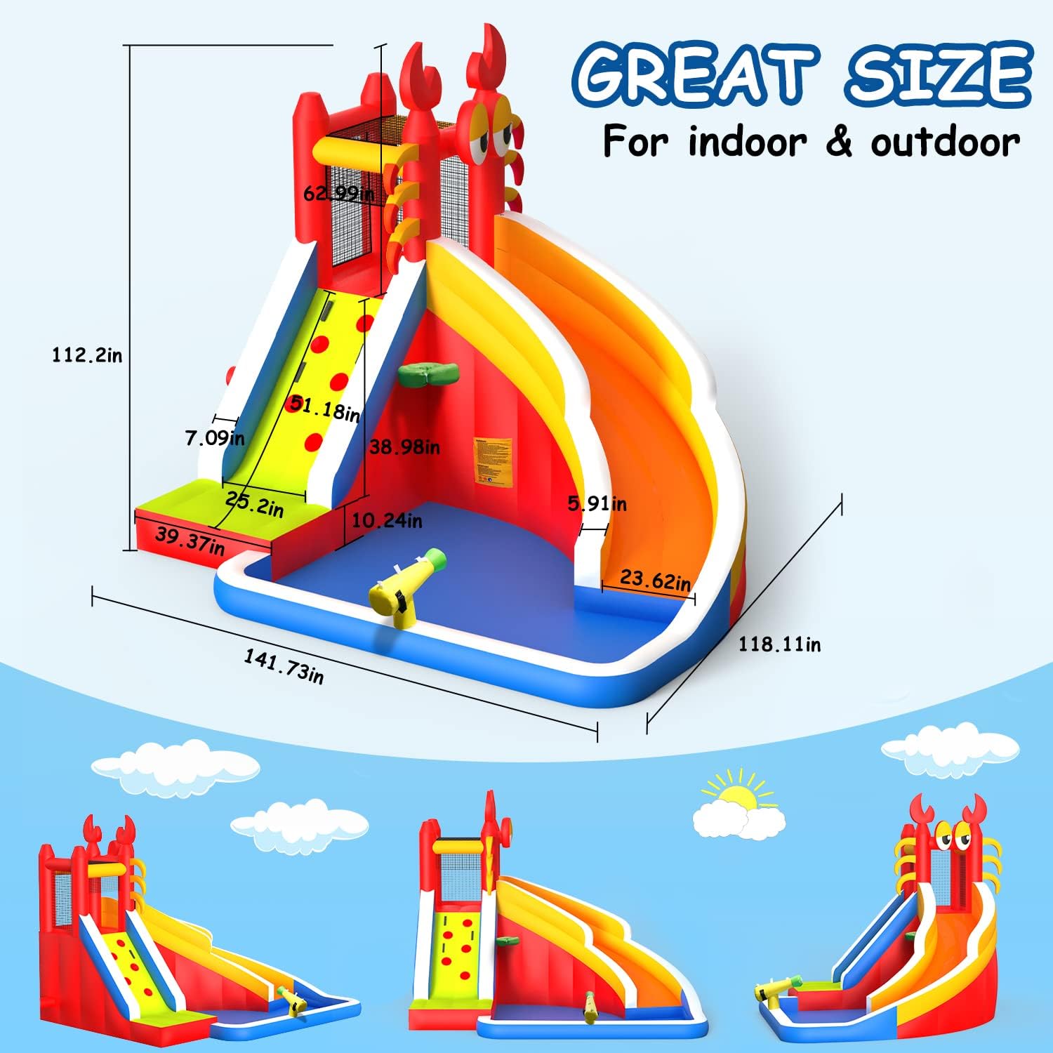 Gran Casa de Brinco Inflable c - Kids Outdoor Basketball Hoop reseña y precio